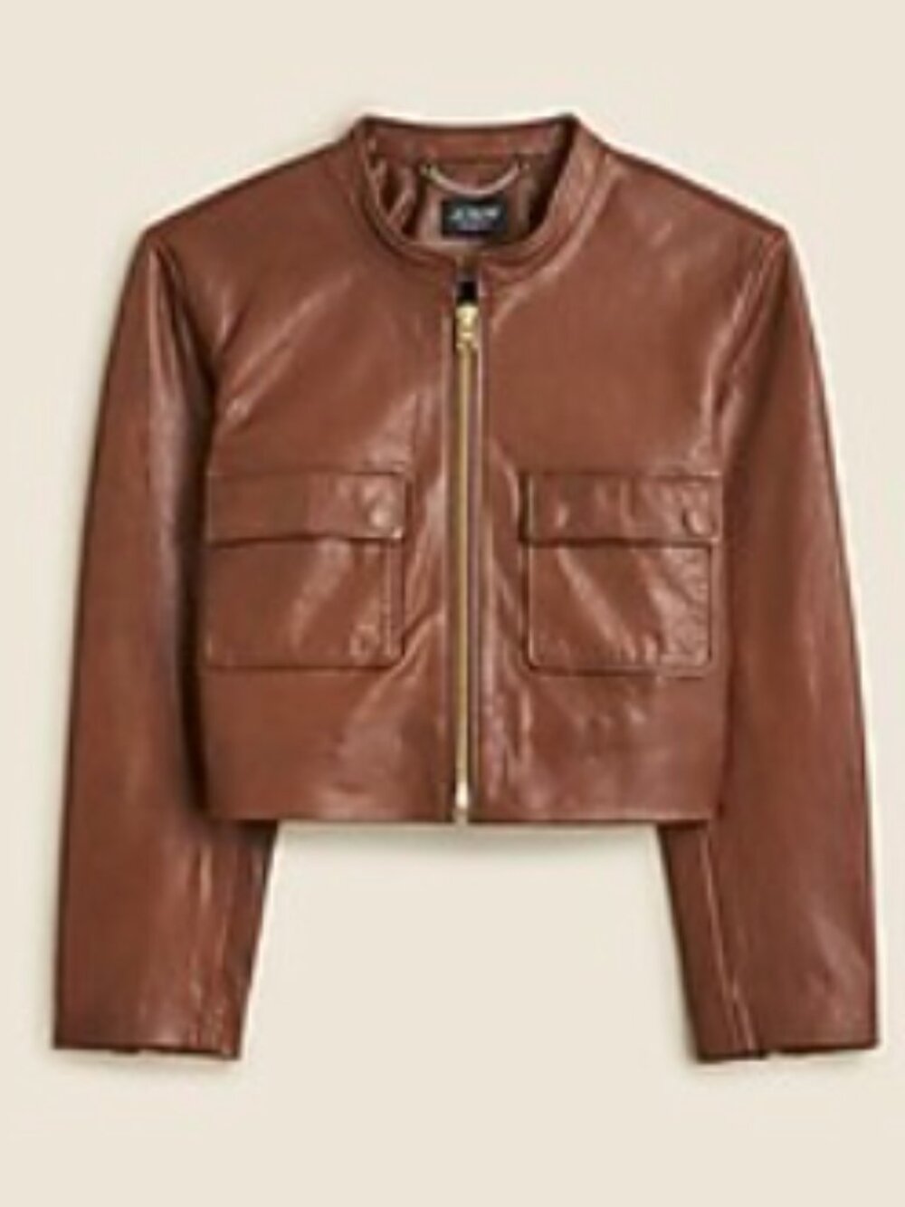 J. Crew Collection Jodie Leather Lady Jacket in Grizzly Brown Size S